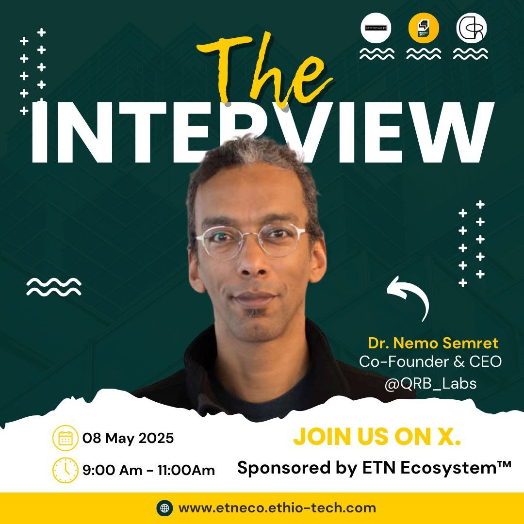 CryptoTalk-ETโข ๐ช๐น (@cryptotalket) on Twitter photo 1/ Excited to host Dr. <a href="/nemozen/">Nemo Semret</a> , co-founder & CEO of QRB Labs, on our #Mesewer Twitter Space podcast! Letโs dive into his work revolutionizing #Bitcoin mining in Ethiopia . Hereโs a #thread on his background, QRBโs impact, and why it matters for Ethiopians.
#BitcoinMining 1/ Excited to host Dr. <a href="/nemozen/">Nemo Semret</a> , co-founder & CEO of QRB Labs, on our #Mesewer Twitter Space podcast! Letโs dive into his work revolutionizing #Bitcoin mining in Ethiopia . Hereโs a #thread on his background, QRBโs impact, and why it matters for Ethiopians.
#BitcoinMining