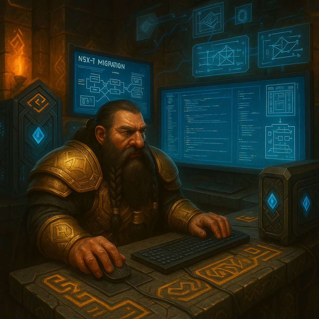 CorinthMetaX's tweet image. ☯ GM from Khegheim. Migration weekend looms and the runes are glowing—Haadolin preps for battle: NSX-T to NSX, line by line, flow by flow. No bugs. No downtime. Only uptime glory. This isn’t config… it’s combat. #TechKnight #NSXMigration #GM ☯