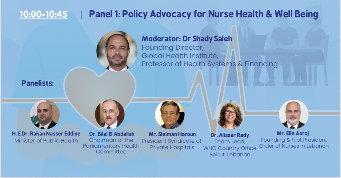 DrShadiSaleh's tweet image. A great pleasure to be moderating the session on Policy Advocacy for the Nursing Workforce in Lebanon with such insightful group of leading healthcare stakeholders, as part of the Nurses Day Symposium
The nursing workforce is the backbone of ANY healthcare system.