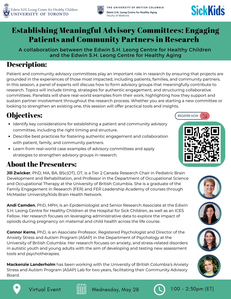 Edwin S.H. Leong Centre for Healthy Aging (@ubcaging) on Twitter photo Attend our next joint event with <a href="/LeongCentre/">Edwin S.H. Leong Centre for Healthy Children</a> on May 28! This Trainee Hub workshop will discuss best practices for building advisory groups that meaningfully support research.
To learn more and register, see: healthyaging.med.ubc.ca/events/event/l…
We look forward to seeing you virtually! Attend our next joint event with <a href="/LeongCentre/">Edwin S.H. Leong Centre for Healthy Children</a> on May 28! This Trainee Hub workshop will discuss best practices for building advisory groups that meaningfully support research.
To learn more and register, see: healthyaging.med.ubc.ca/events/event/l…
We look forward to seeing you virtually!