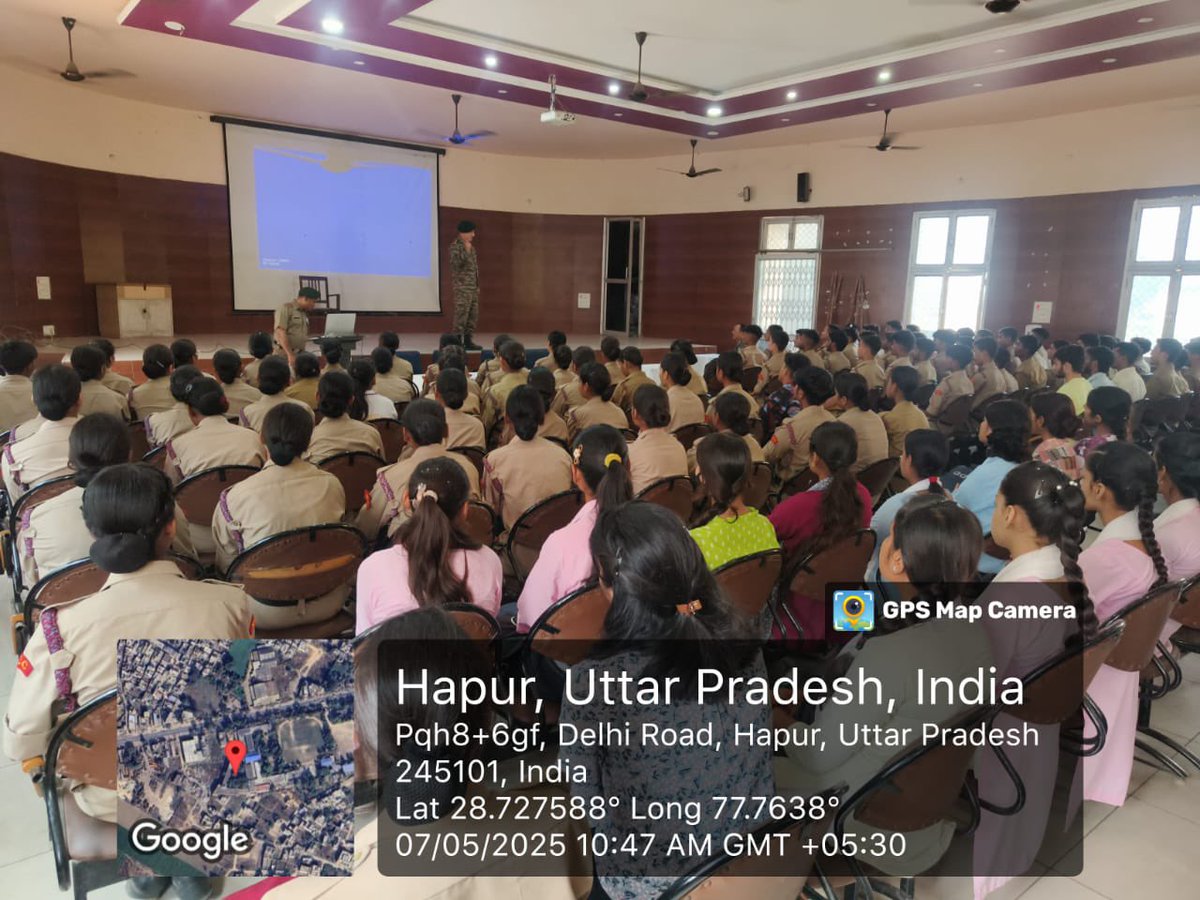 NCC officials organised a safety awareness programme through mock drill at SSV College Hapur <a href="/HapurSsv/">SSV COLLEGE HAPUR</a> . In the mock drill, it was explained how to stay safe in an emergency situation and where to stay safe. Cadets of NCC, NSS, Rovers and Rangers took part in the mock drill.