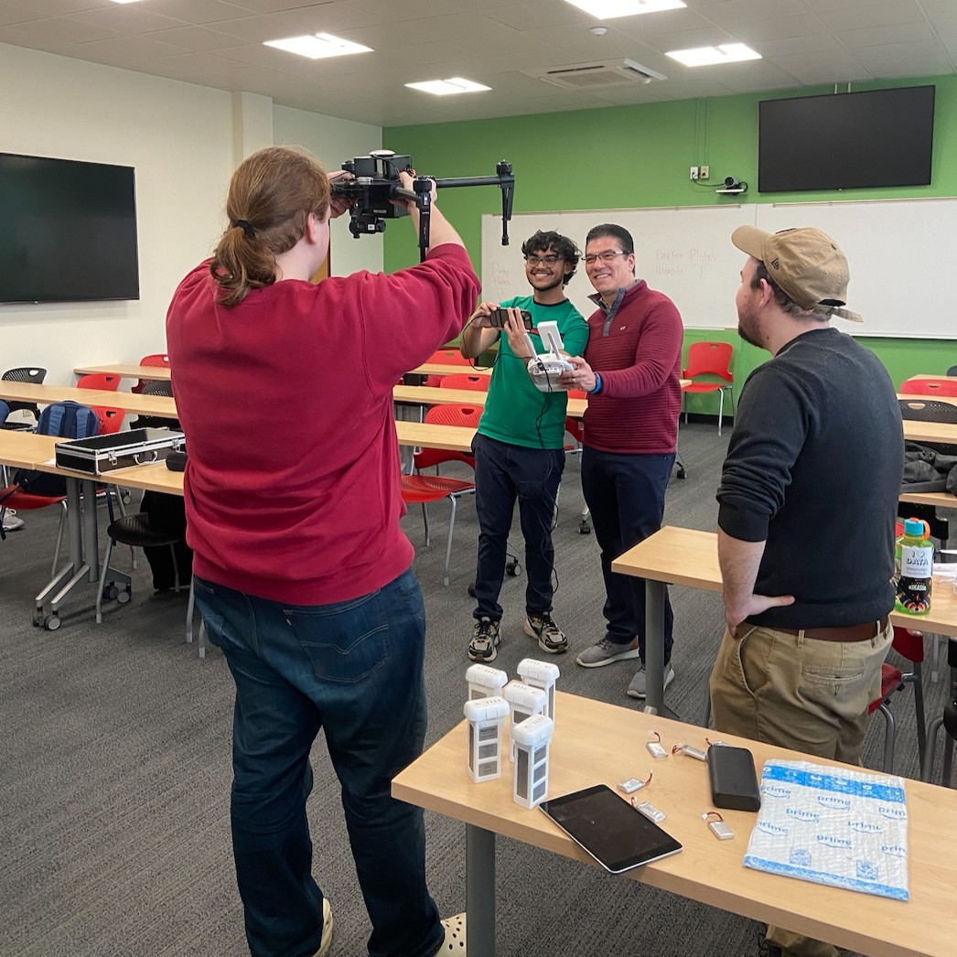 UMassChancellor's tweet image. Big thanks to Het Parikh, a junior in College of Engineering, and adjunct faculty member Ryan Wicks for letting me learn the ropes of safe and reliable drone flying in CE-ENGIN 651: Piloting Unoccupied Aerial Vehicles (UAVs). It was such a fun and interesting experience.