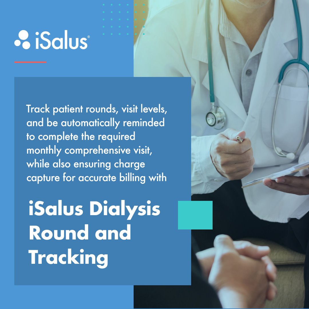 NephroChoice™ tracks the patient rounds list and visit level and then reminds you to complete the required comprehensive visit monthly. Now your practice can enjoy strengthened financials and improved health outcomes. ow.ly/RF4w50VEb4Y
#neprhochoice #dialysisround #EHR