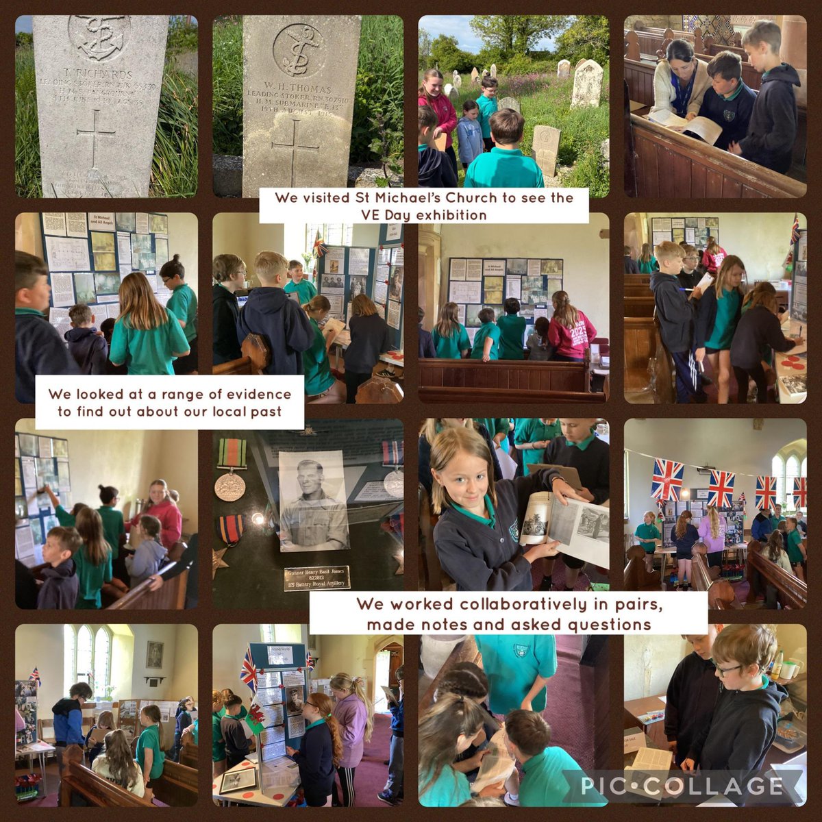 CoshestonVC's tweet image. We have had such an informative visit to church this morning to meet Cosheston’s history group and see their VE Day exhibition. Pupils asked fantastic questions, looked at the range of sources and listened to information really well. 🇬🇧