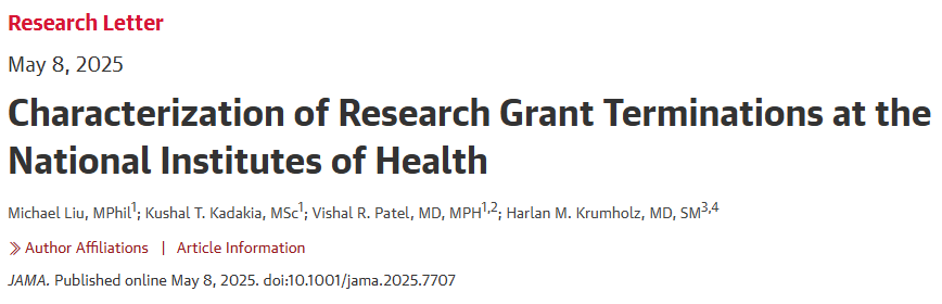 Check out our latest in <a href="/JAMA_current/">JAMA</a>, a description of the extent of recent retroactive grant terminations at the <a href="/NIH/">NIH</a>
jamanetwork.com/journals/jama/…