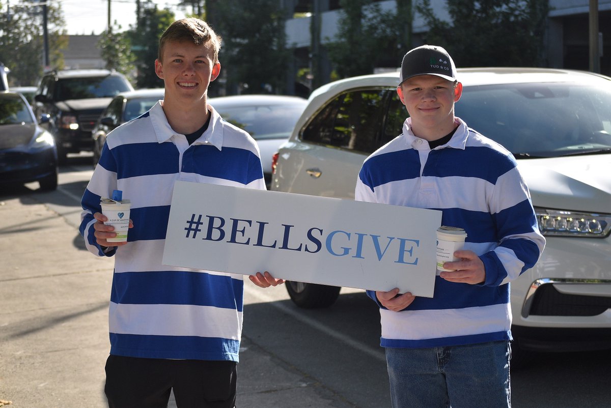 #BellsGive kicked off with a warm welcome and coffee at morning drop-off—thank you to everyone who joined us! ☕ Celebrate 174 years with a gift today by clicking the link in our bio or visiting bellsgive.org! 🔔💙 #GoBells #BellsGive #BellLife #BellsForOthers