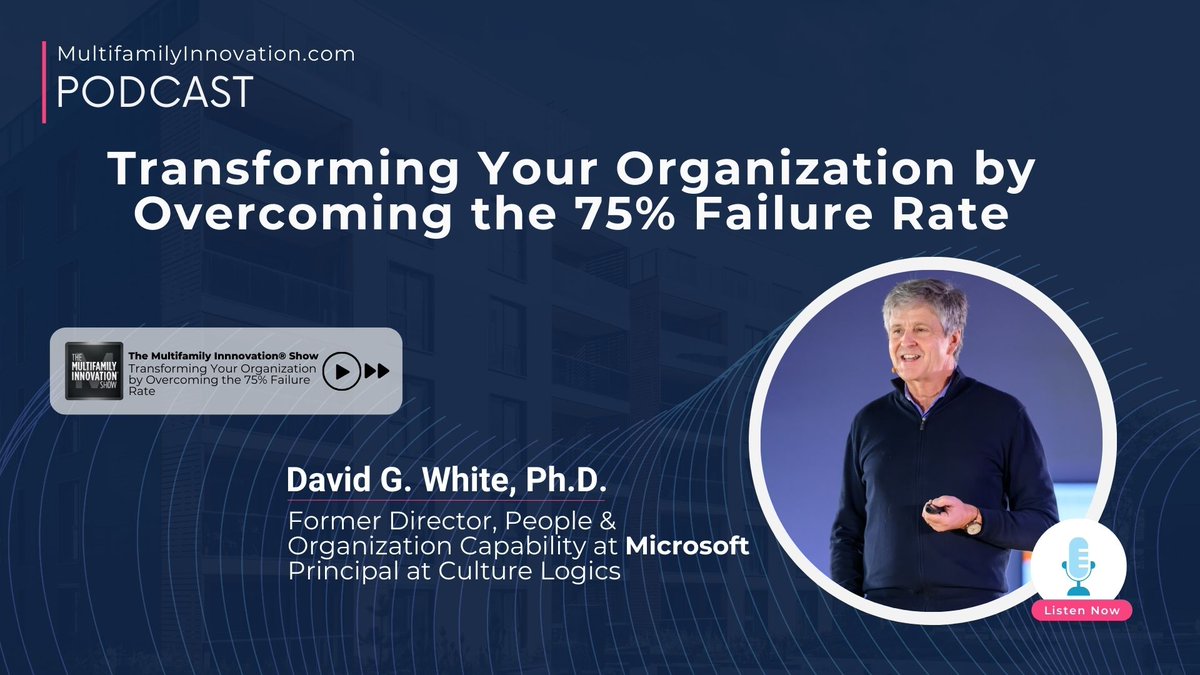 In this episode of the Multifamily Innovation® Podcast, Dr. David White outlines how organizations map their system of practices, identify where dominant logics are helpful vs harmful, and develop leadership teams capable of change. 
multifamilyinnovation.com/transforming-y…
#multifamilyinnovation