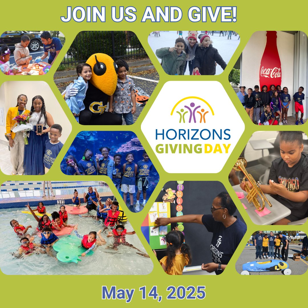 Mark your calendars for May 14, 2025! Join us in supporting Horizons at Georgia Tech on this special day. Discover more about our mission and how you can contribute: tinyurl.com/HorizonsGTSumm…  
Let's make a difference together! #HorizonsGivingDay