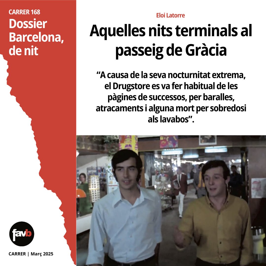 laveudelcarrer's tweet image. 🔴 CARRER 168 | L'Eloi Latorre ens fa un petit recorregut per la història del Drugstore, un local que va marcar l'oci nocturn de la ciutat durant més de dues dècades
🔗 carrer.cat/article/aquell…