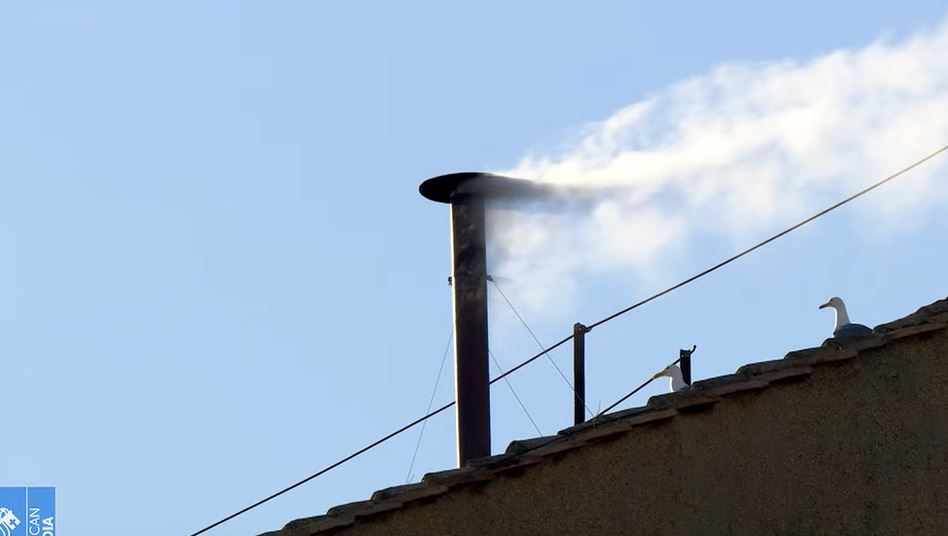 6:07 p.m. Rome time. White smoke. We have a pope! Likely 4th ballot.