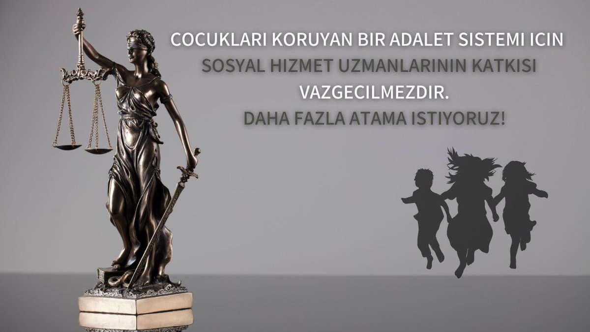 Sayın Bakanım <a href="/yilmaztunc/">Yılmaz TUNÇ</a>,
Çocukları ve mağdurları koruyan bir adalet sisteminin vazgeçilmezi sosyal çalışmacılardır.
Acilen atama yapılması elzemdir.
<a href="/AdaletPGM/">Adalet Bakanlığı Personel Genel Müdürlüğü</a> <a href="/turankuloglu/">Turan KULOĞLU</a> <a href="/adalet_bakanlik/">T.C. Adalet Bakanlığı</a>
#AdaletAcilAtama