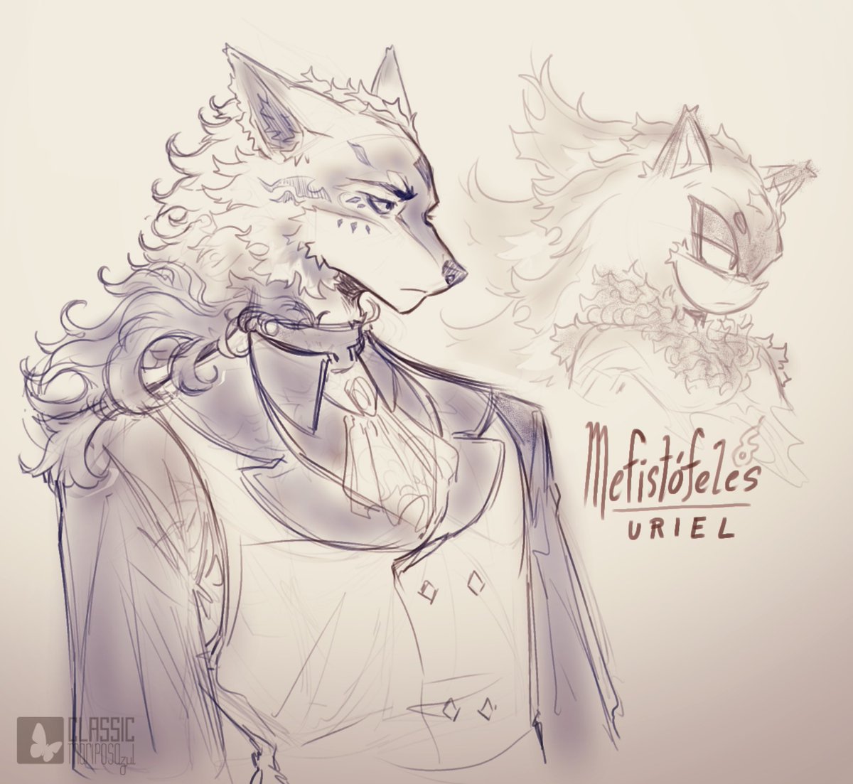 | Mefistofeles [ Uriel ] ⚘️❤️ (OC)

I was missing him going back to draw him in his original version again~
I still need to work more on his redesign ✨️

#furryoc #furryanthro #furry