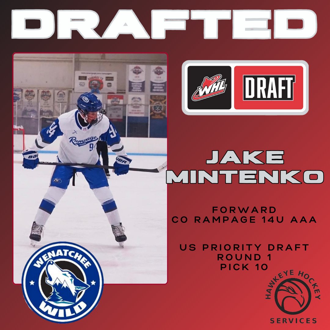 Congrats to Jake Mintenko on being selected by the <a href="/WHLwild_/">Wenatchee Wild</a> in <a href="/TheWHL/">Western Hockey League</a> #USPriorityDraft!  Jake was selected with the 10th overall pick in the 1st round!  #HHS #ICE <a href="/719Rampage/">Rampage</a> <a href="/T1EHL/">Tier 1 Elite Hockey</a>