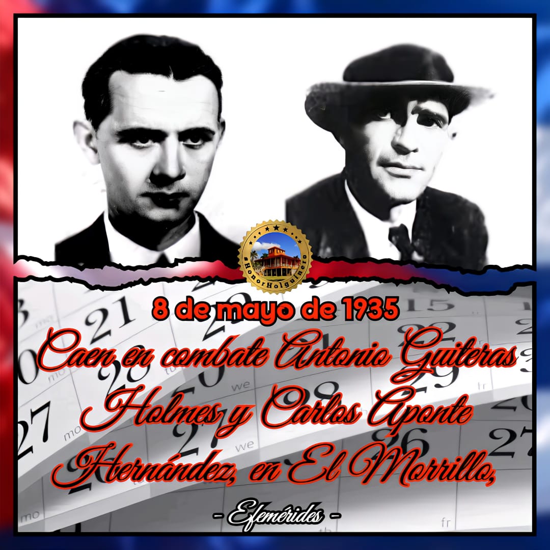 #CubaViveEnSuHistoria: 8 de mayo de 1935, cae en combate y a la vez paso a la inmortalidad de Antonio Guitera Holmes y Carlos Aponte Hernández en el Morillo. Con #HonorHolguinero lo recordamos desde #HolguínSí.
#Cuba