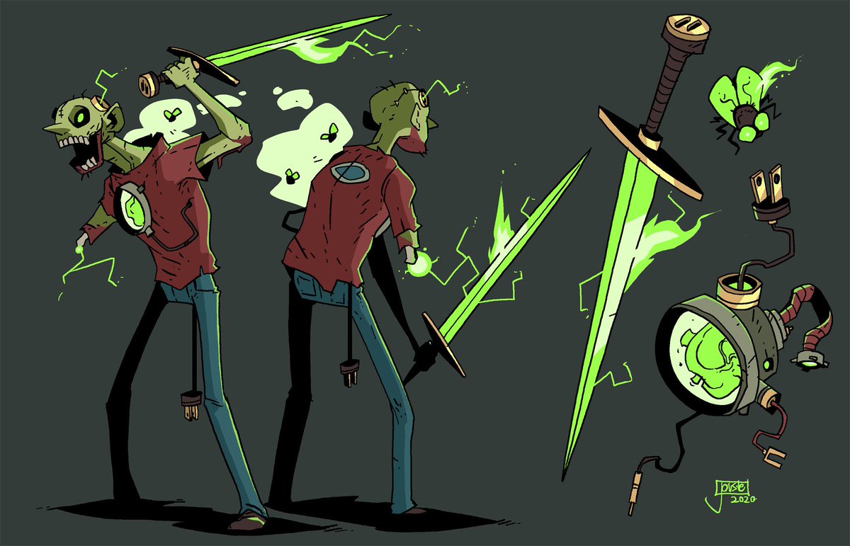 #ThrowbackThursday with my 110th #characterdesign: The First Man Back!
After installing a nuclear heart he was the first human ever brought back from death! But what did he see there? He's now a gibbering creature with a radioactive sword, screaming in a language no one knows!