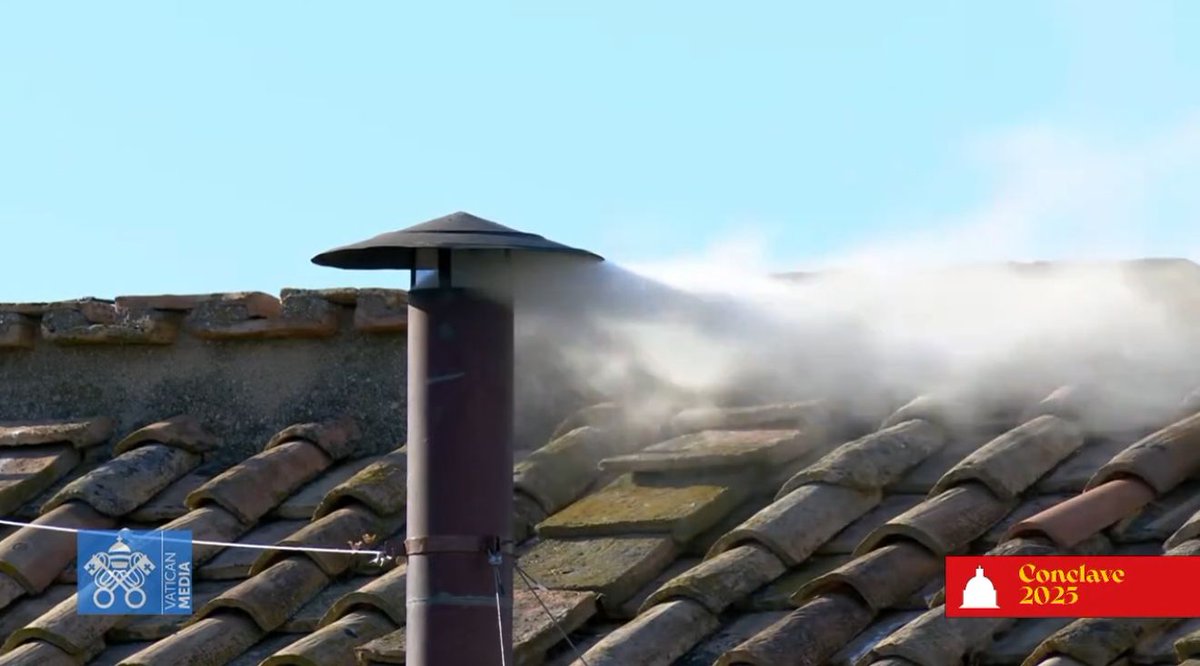 BREAKING: White smoke rises from the Sistine Chapel chimney, signifying that a new Pope has been elected.