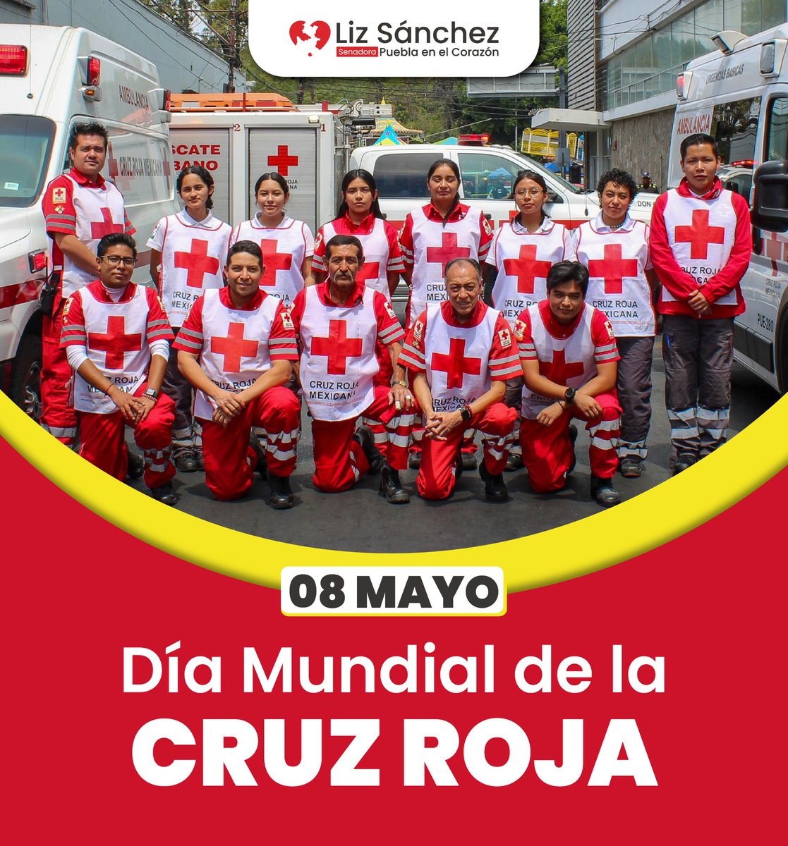 En el #DiaMundialDeLaCruzRoja, reconocemos a quienes, con enorme vocación, salvan vidas, alivian el sufrimiento y llevan esperanza a donde más se necesita.

Mi admiración y respeto a todas y todos los integrantes de la <a href="/CruzRoja_MX/">Cruz Roja Mexicana IAP</a> por su labor incansable y su compromiso con la