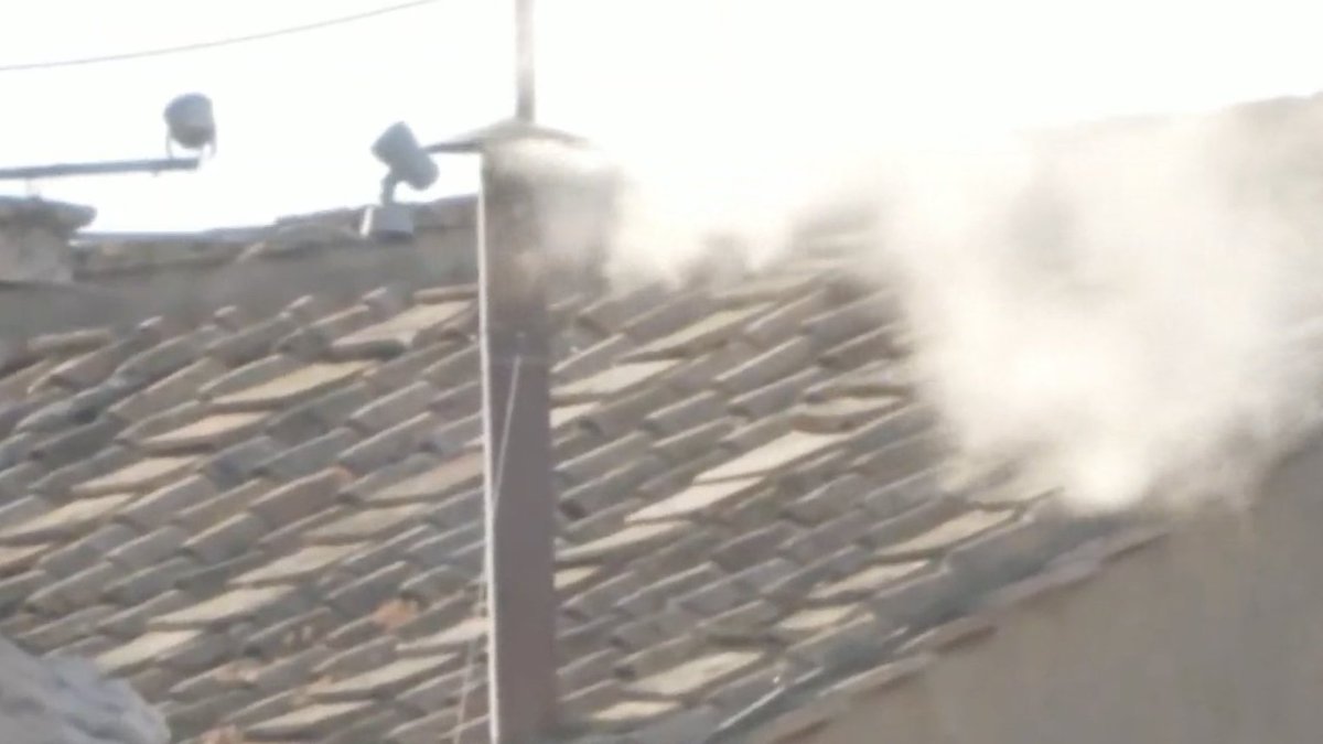 CARDINALS ELECT POPE, WHITE SMOKE RISES FROM SISTINE CHAPEL