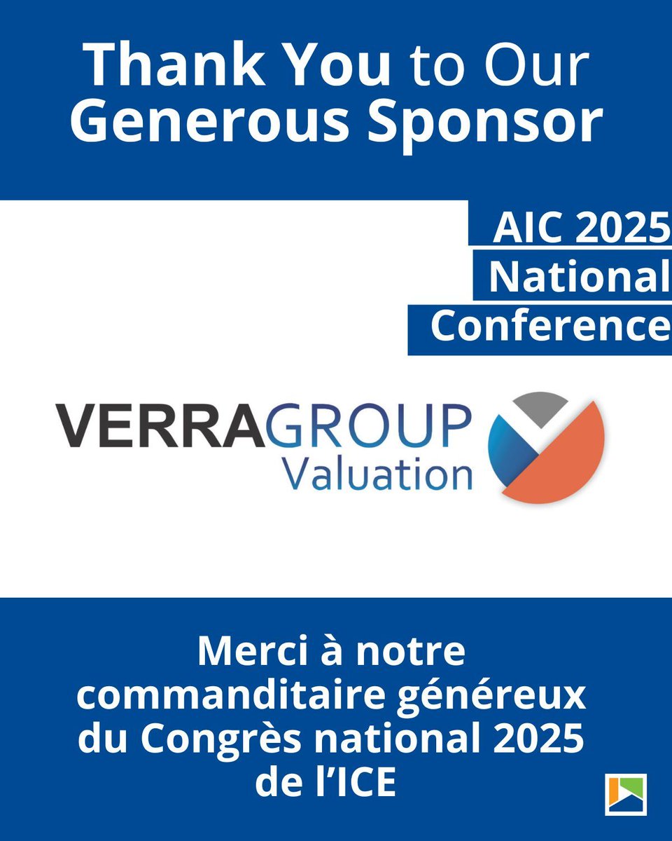 Thank you, VerraGroup, for your support of the AIC 2025 National Conference! ✅ We so appreciate your sponsorship. 

There's still time to register! Don't miss out: site.pheedloop.com/event/EVEAGQZT… 

#AIC2025 #ProfessionalAppraisers #PApp #CanadianRealEstate

---

Merci, VerraGroup, pour
