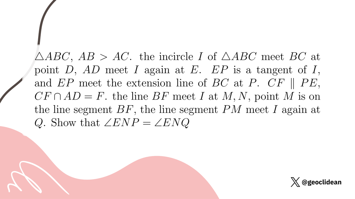 geoclidean's tweet image. China South East Mathematical Olympiad 2013 problem 2
#Geometry #GeometryUnsolved
