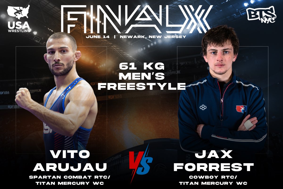 Beat the Streets Wrestling (@beatthestreets) on Twitter photo SERIES PREVIEW: 2️⃣-time World medalist 🥇🥉 <a href="/vArujau/">Vito Arujau</a> will face U.S. Open champ <a href="/JaxForrest6/">Jax Forrest</a> at #FinalX, the #BeatTheStreets Annual Benefit event. 🎇 #finalx2025
📰 btsny.org/post/beat-the-…
🗓️ June 14
🏟️ <a href="/PruCenter/">Prudential Center</a>
🎟️ give.btsny.org/2025FinalX
#Wrestling #TeamUSA #Cornell #OKState SERIES PREVIEW: 2️⃣-time World medalist 🥇🥉 <a href="/vArujau/">Vito Arujau</a> will face U.S. Open champ <a href="/JaxForrest6/">Jax Forrest</a> at #FinalX, the #BeatTheStreets Annual Benefit event. 🎇 #finalx2025
📰 btsny.org/post/beat-the-…
🗓️ June 14
🏟️ <a href="/PruCenter/">Prudential Center</a>
🎟️ give.btsny.org/2025FinalX
#Wrestling #TeamUSA #Cornell #OKState