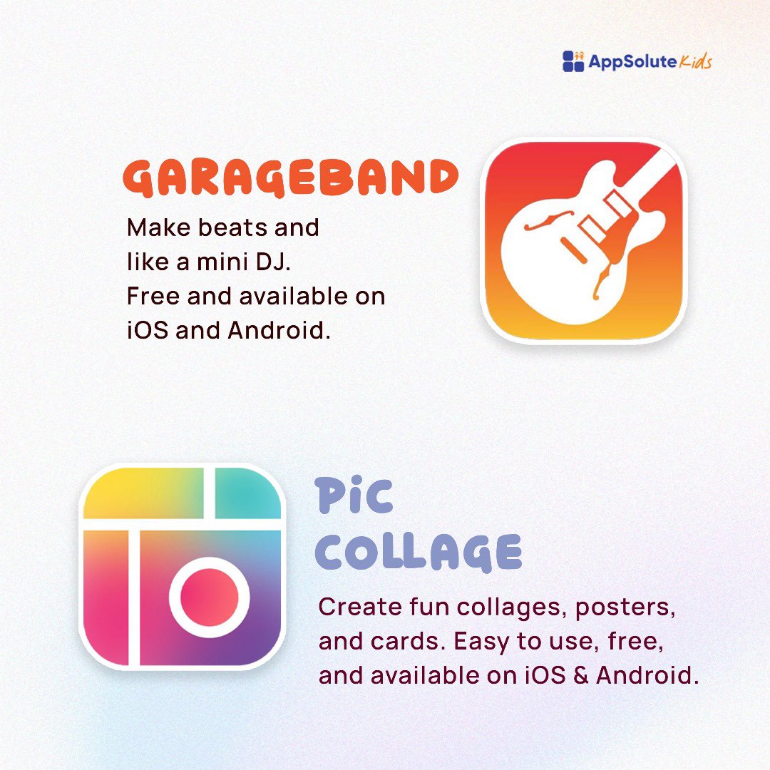 Appsolute_Kids's tweet image. Want to draw, make music, or tell stories? These fun apps help you bring your ideas to life! Which will you try first?
#techforkids #creativeapps #funwithtech #kidcreators #appsolutecreativity