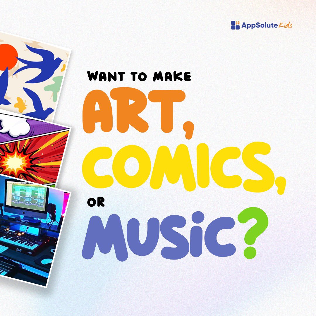 Appsolute_Kids's tweet image. Want to draw, make music, or tell stories? These fun apps help you bring your ideas to life! Which will you try first?
#techforkids #creativeapps #funwithtech #kidcreators #appsolutecreativity