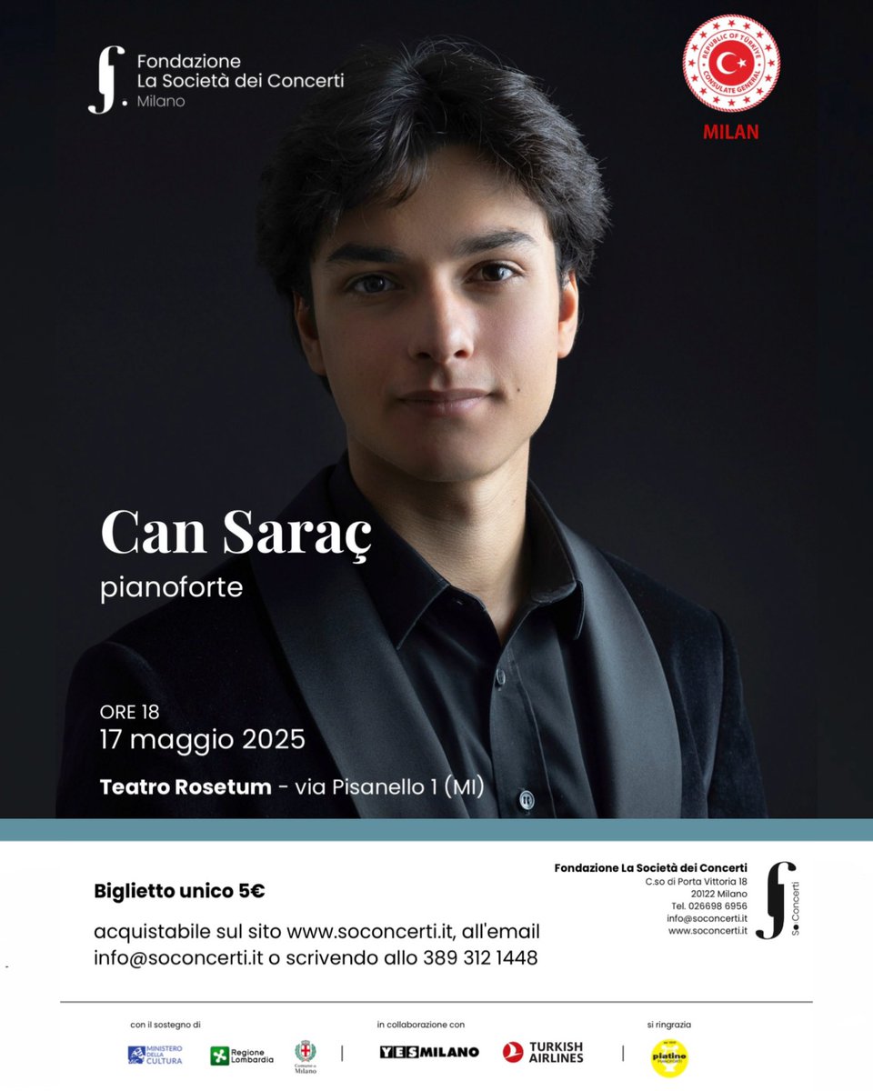 Can Saraç (@cansaracpianist) on Twitter photo I am excited to announce my upcoming concert in Milan, in celebration of 🇹🇷19 May the Commemoration of Atatürk, Youth and Sports Day🇹🇷with the cooperation of the Turkish Consulate General in Milan <a href="/TC_MilanoBK/">Türkiye in Milano</a> and Fondazione La Società dei Concerti 💫 <a href="/Soconcerti/">Fondazione La Società dei Concerti</a> I am excited to announce my upcoming concert in Milan, in celebration of 🇹🇷19 May the Commemoration of Atatürk, Youth and Sports Day🇹🇷with the cooperation of the Turkish Consulate General in Milan <a href="/TC_MilanoBK/">Türkiye in Milano</a> and Fondazione La Società dei Concerti 💫 <a href="/Soconcerti/">Fondazione La Società dei Concerti</a>