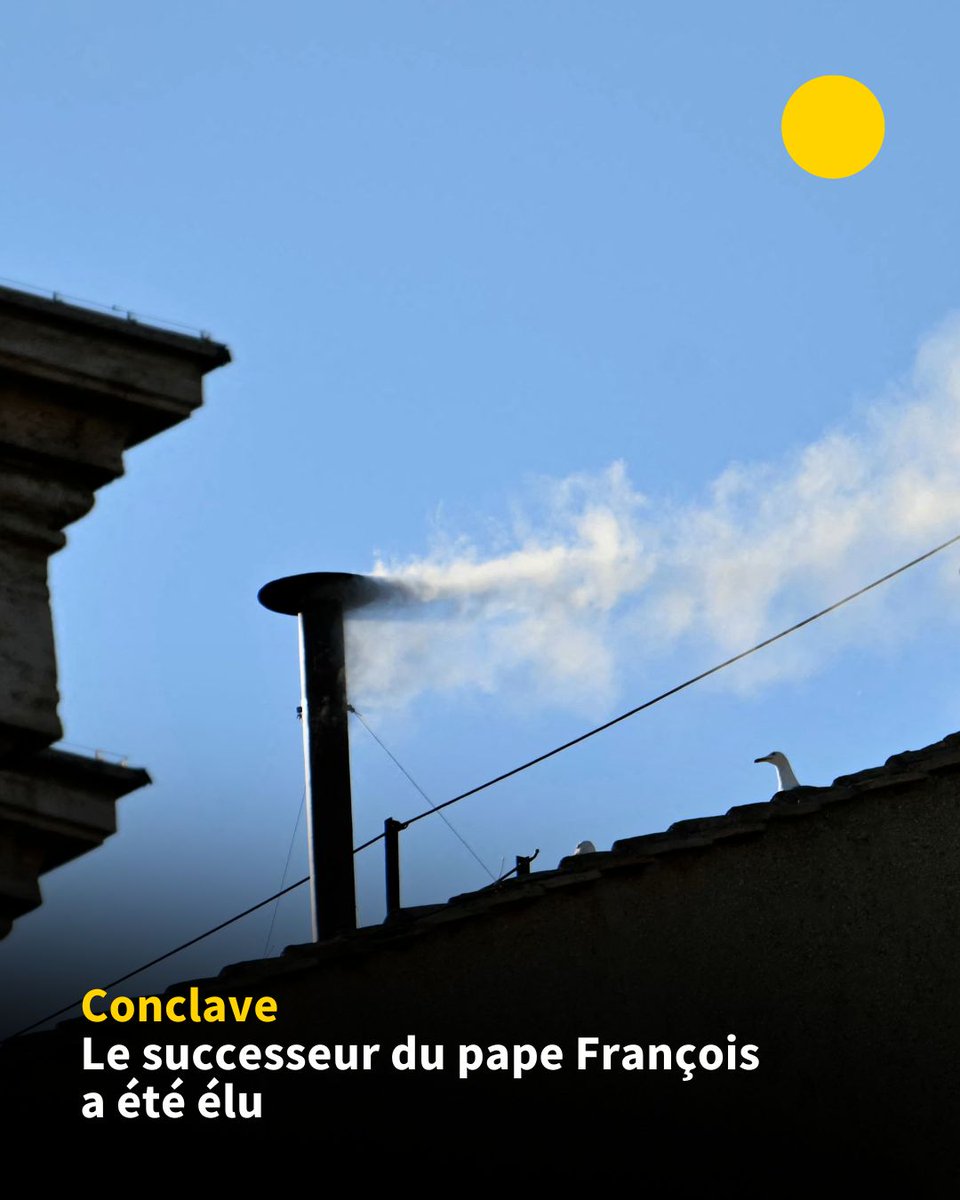 🇻🇦 Conclave: de la fumée blanche s'est échappée jeudi à 18H08 de la chapelle Sixtine au Vatican, annonçant l'élection d'un nouveau pape pour succéder à François par les 133 cardinaux électeurs réunis en conclave depuis mercredi après-midi #AFP