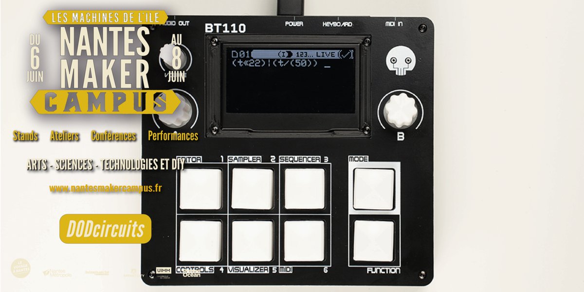 🚀 Nantes Maker Campus 2025 // J-29 🎉
👉 Découvrez la programmation !
🖍️ Parmi les projets à ne pas manquer : DODcircuits présente le BT110, un mini-synthétiseur autonome aussi minimaliste qu’expérimental.
📌 Infos et billetterie ➡️ nantesmakercampus.fr
#NantesMakerCampus