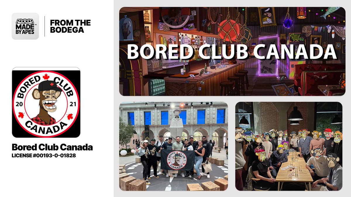 Bored Ape Yacht Club π (@boredapeyc) on Twitter photo This weekβs βFrom The Bodegaβ features founder <a href="/NFTPrince/">Prince π</a> from <a href="/BoredClubCanada/">Bored Club Canada</a>. Founded in 2021, the Bored Club Canada represents over 150 members all sharing the same BAYC values & spirit. They have curated many irl events.
See the thread below for a Q & A about their MBA. This weekβs βFrom The Bodegaβ features founder <a href="/NFTPrince/">Prince π</a> from <a href="/BoredClubCanada/">Bored Club Canada</a>. Founded in 2021, the Bored Club Canada represents over 150 members all sharing the same BAYC values & spirit. They have curated many irl events.
See the thread below for a Q & A about their MBA.