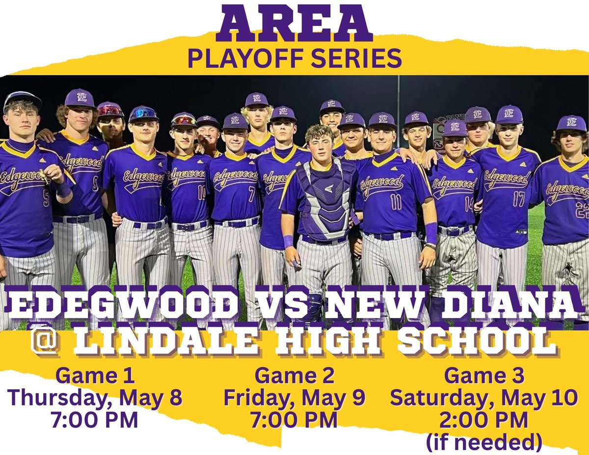 Edgewood_Ath's tweet photo. It's GAME DAY!!!!!  Don't forget the AREA series starts TODAY for our BULLDOGS!!!!  Grab your tickets online at:  https://t.co/AcWfnUxOtY

#baseballplayoffs #godogs https://t.co/JG2UAGcMiP