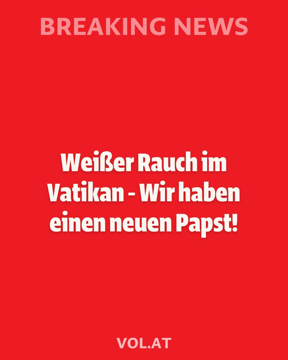 Gegen 18:09 Uhr war es so weit - Weißer Rauch strömte aus dem Schornstein der Sixtinischen Kapelle. Mehr dazu: vol.at/wir-haben-eine…