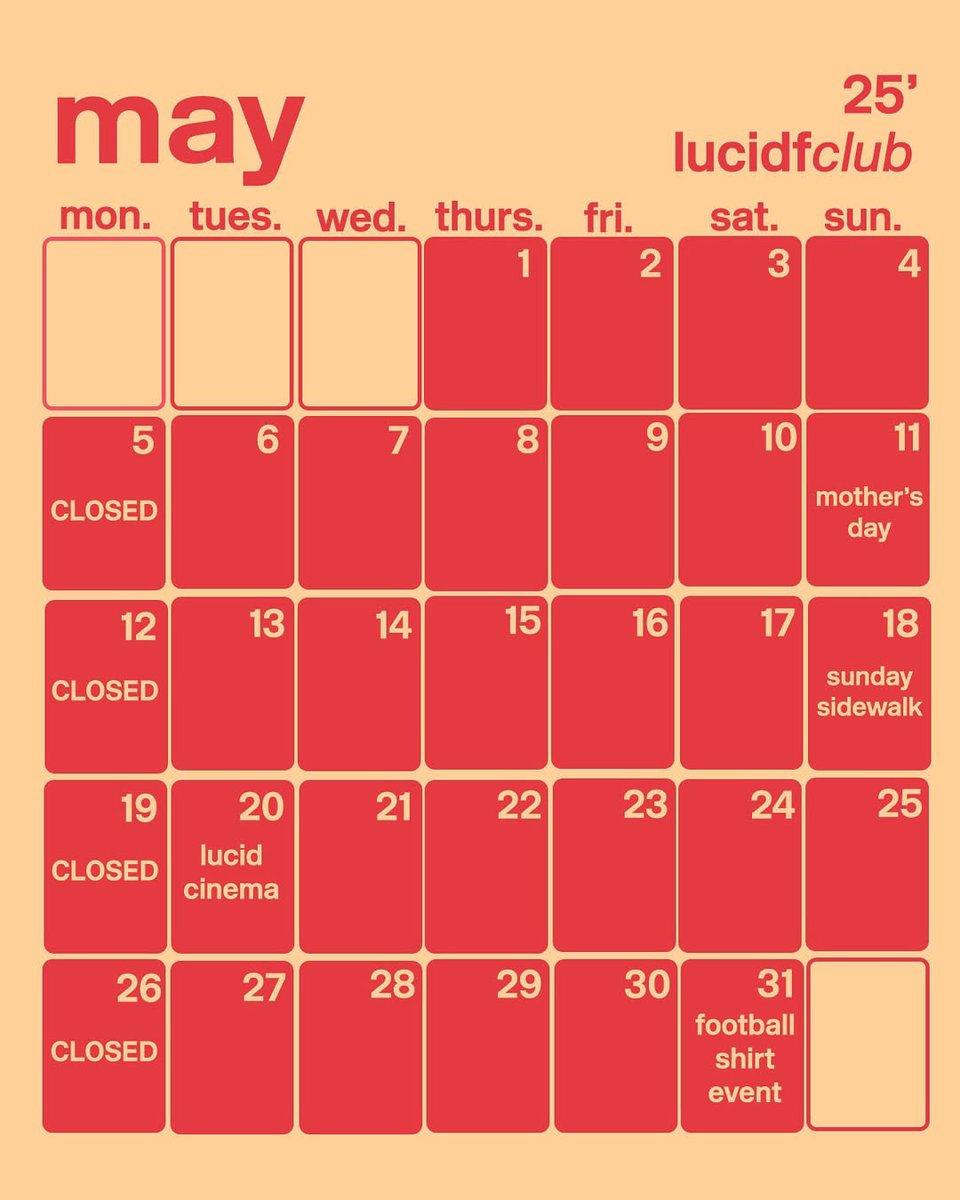 IT’S THE PERFECT DAY IN MAY!

The fifth chapter of 2025 is here, and we’re bringing serious heat to @lucidfclub all month long. community-powered events to new arrivals.

📍 1085 Howell Mill Rd. | Come through
instagram.com/p/DJXQ0CHyFge/…