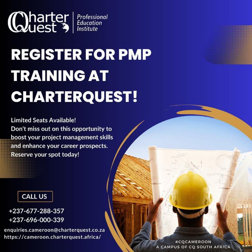CharterquestC's tweet photo. Hello CharterQuest Cameroon family we are launching a Project Management Professional program for you to improve your professional level of a comprehensive understanding of project management methodologies and best practices. 
Seats are limited 
Register now https://t.co/1Kxt3VGabI