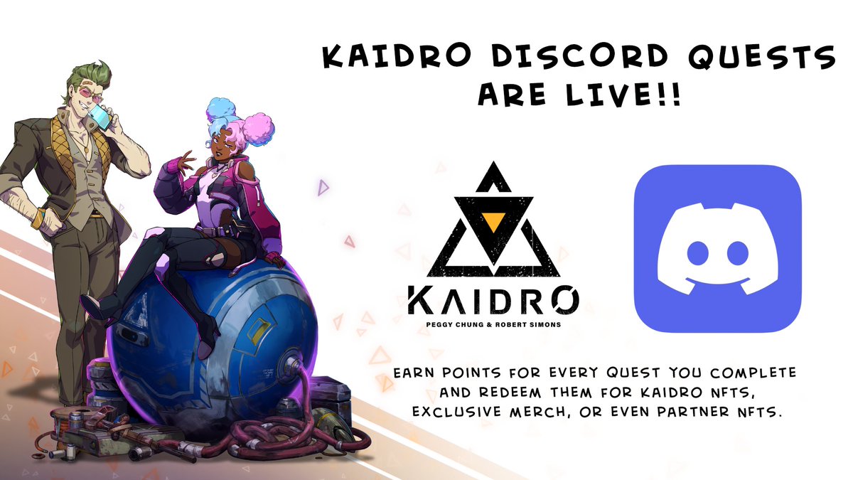 🚨 KAIDRO DISCORD QUESTS ARE LIVE! 🚨

We’re officially launching Kaidro Discord Quests. Your chance to turn activity into rewards! 🔥

Earn points for every quest you complete and redeem them for Kaidro NFTs, exclusive merch, or even partner NFTs💎

Climbing the ranks? Flex your