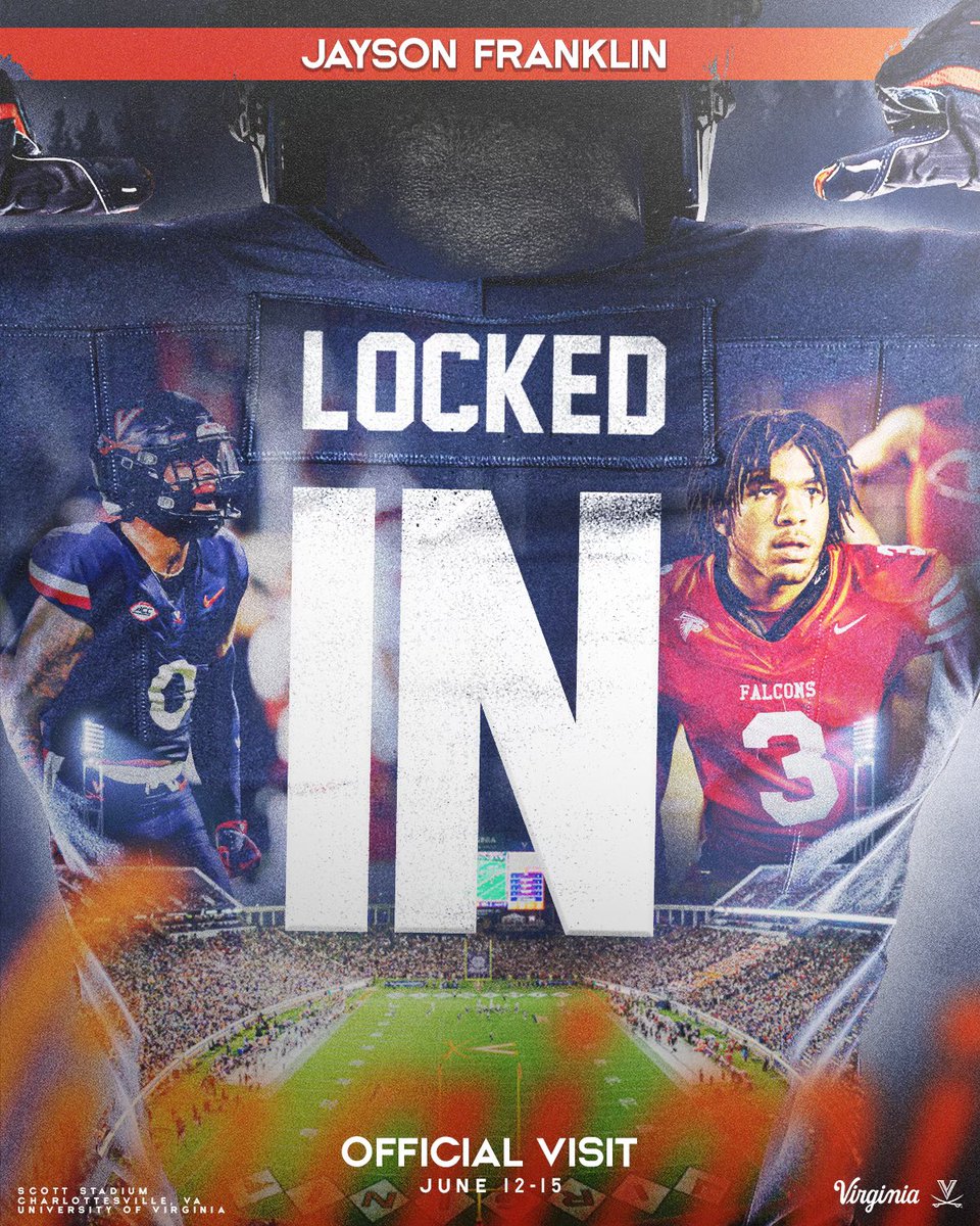Jayson3Franklin's tweet image. #AGTG I will be at @VirginiaFootbal June 12-15 🔒@Coach_Gaither @coachdeskitch
@BALLERSCHOICE1 @CoachWill850 @CoachKSmitty @coachesadvice @Coach_Harris704 @CoachHall_71st @coachnorwood910 @LemmingReport @ErikRichardsUSA @adamgorney @InsideHashes @samspiegs @JohnGarcia_Jr…