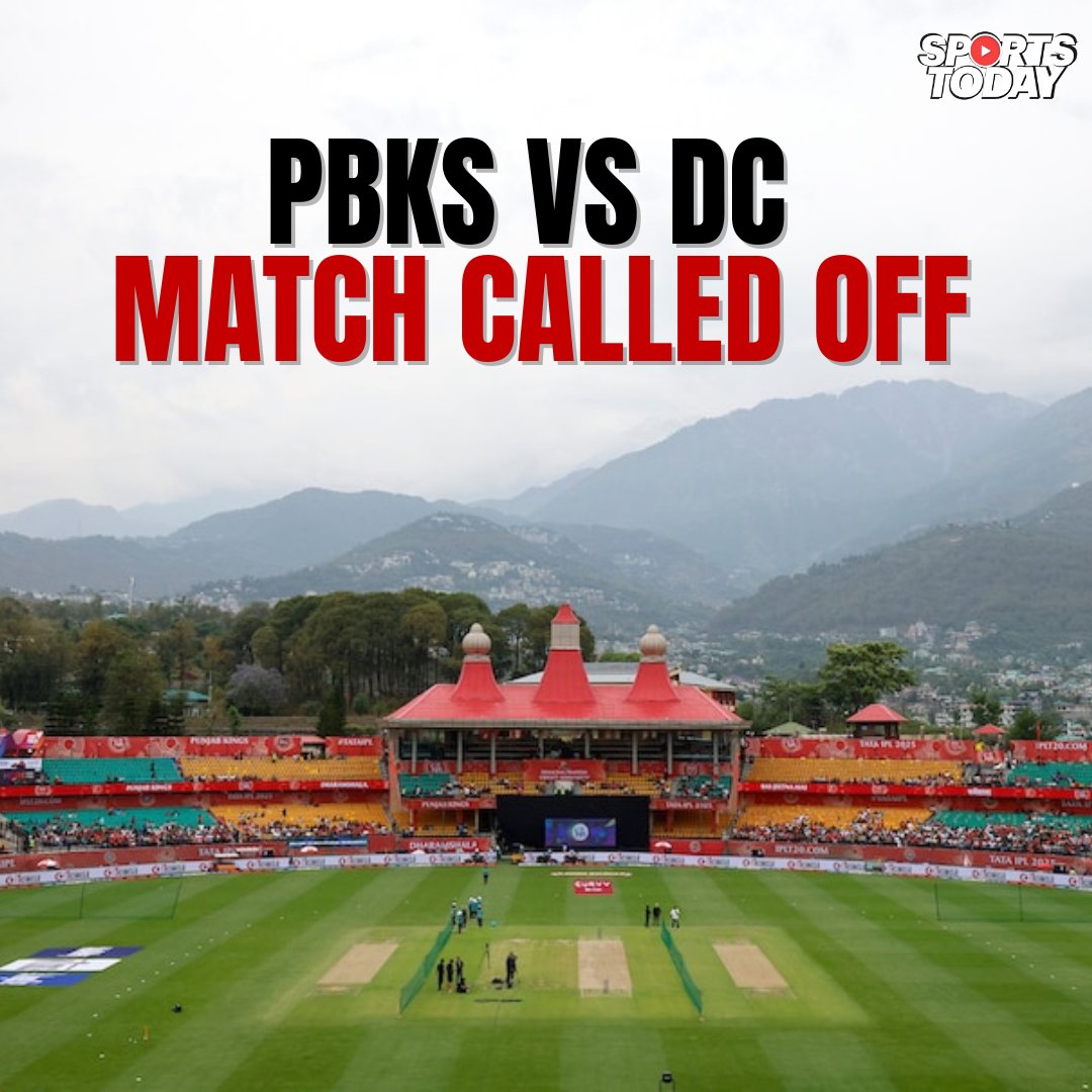SportsTodayofc's tweet photo. PBKS VS DC - MATCH has been CALLED OFF in Dharamsala

#ipl #BCCI #indvspak #OperationSindoor2 #BreakingNews 
#PBKSvsDC
#IPL2025
#CricketHighlights
#DharamsalaMatch
#MatchInterrupted
#StadiumLightsOut
#PBKS
#DC
#SportsToday https://t.co/I7h8yN5xyy