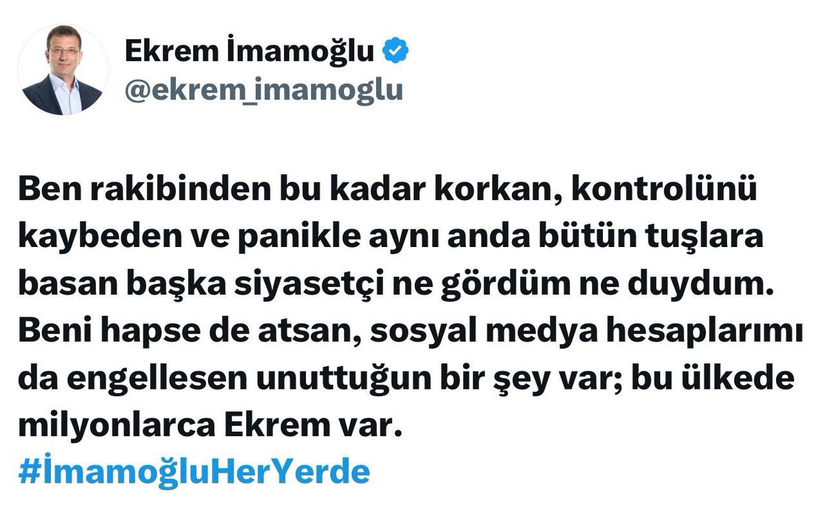 ultimatoms2's tweet photo. Ekrem İmamoğlu'nun yeni paylaşımı. Paylaş, paylaştır. #İmamoğluHerYerde https://t.co/lkub3w5Kc5