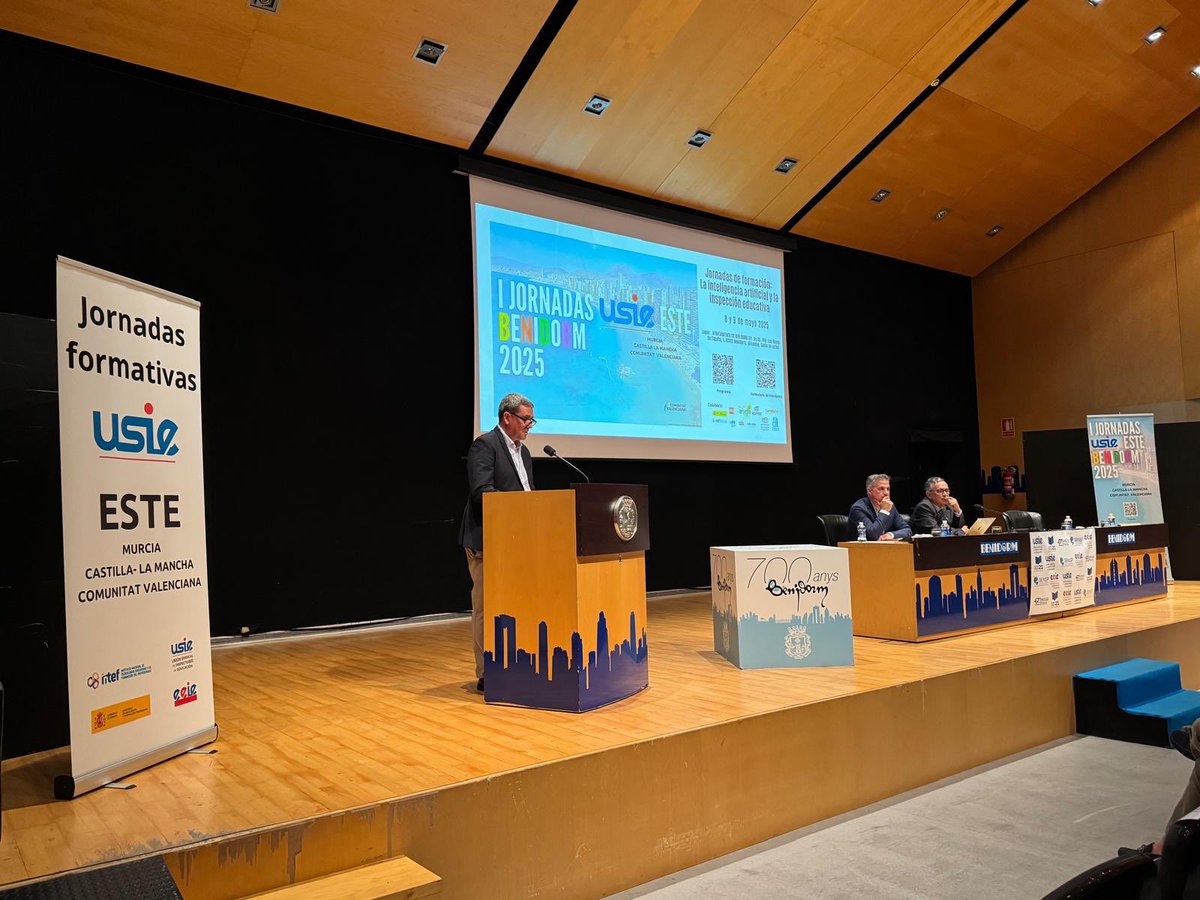 🚀 Comienza la I Jornada USIE ESTE en Benidorm: “La IA y la inspección educativa”. Un espacio para explorar cómo la inteligencia artificial puede transformar la supervisión educativa. 💡📚 #benidorm #formación