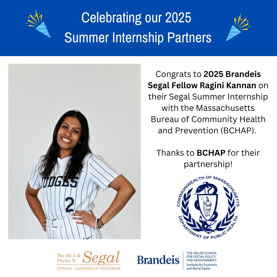 Segal Citizen Leadership Program (@segalprogram) on Twitter photo Congrats to Ragini Kannan on her Segal Summer Internship with <a href="/MassDPH/">Mass. Public Health</a>'s Bureau of Community Health & Prevention (BCHAP)!
She’ll support racial equity through data analysis & community-driven design. Thanks to BCHAP for the partnership! Congrats to Ragini Kannan on her Segal Summer Internship with <a href="/MassDPH/">Mass. Public Health</a>'s Bureau of Community Health & Prevention (BCHAP)!
She’ll support racial equity through data analysis & community-driven design. Thanks to BCHAP for the partnership!