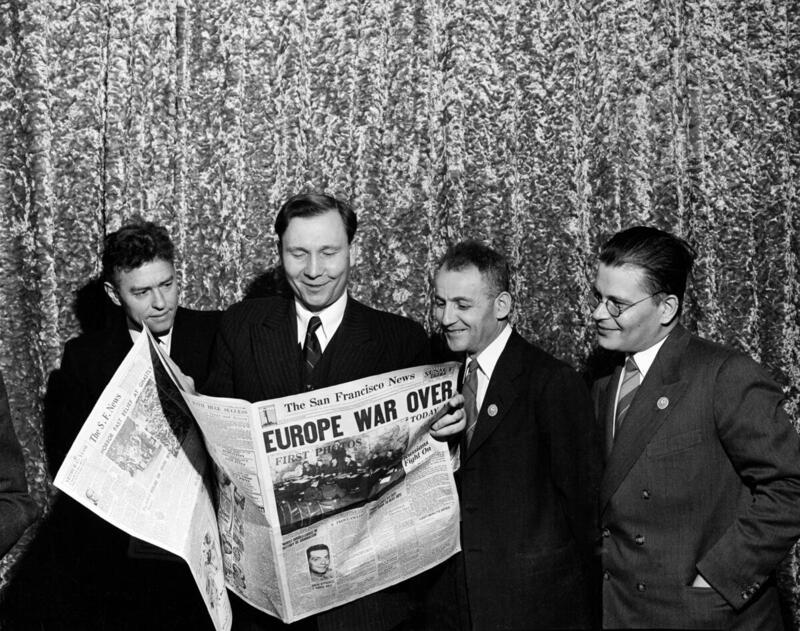 80 years ago today at the San Francisco Conference, Russian delegates read news of WWII in Europe's end. The conference resulted in the UN Charter that reads: “We the Peoples of the United Nations determined to save succeeding generations from the scourge of war ...” 

UN Photo