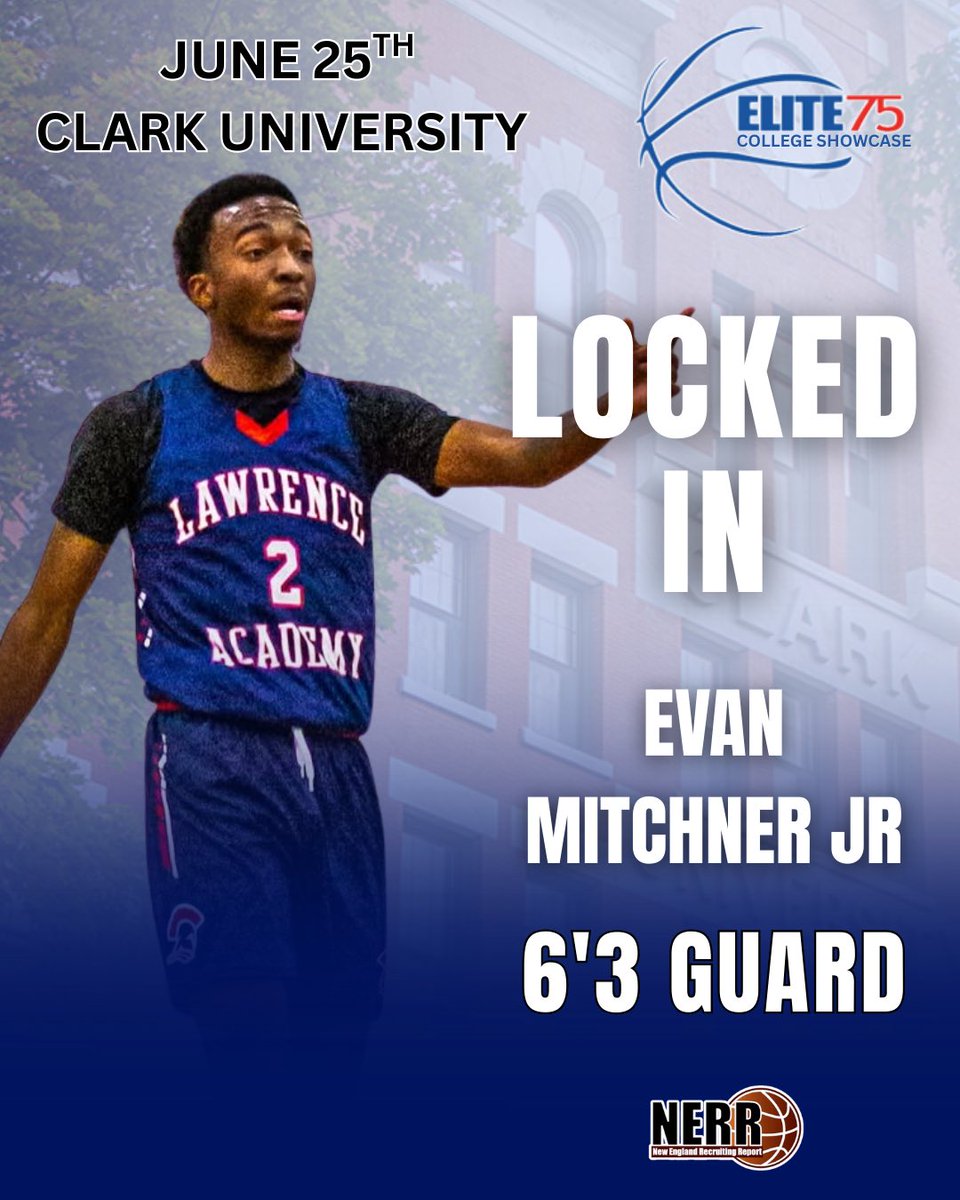 New England Recruiting Report NERRHoops (@nerrhoops) on Twitter photo Dynamic guard <a href="/EvanMitchner/">Evan Mitchner</a> is locked in for this June’s #E75 College Showcase at Clark!
The Lawrence Academy (<a href="/CoachStouks/">Mike Foustoukos</a>) & <a href="/ExpressionsBall/">Expressions Elite Basketball</a> 2026 has great size at the position with playmaking chops, change of pace, and smooth touch on floaters.
newenglandrecruitingreport.com/events Dynamic guard <a href="/EvanMitchner/">Evan Mitchner</a> is locked in for this June’s #E75 College Showcase at Clark!
The Lawrence Academy (<a href="/CoachStouks/">Mike Foustoukos</a>) & <a href="/ExpressionsBall/">Expressions Elite Basketball</a> 2026 has great size at the position with playmaking chops, change of pace, and smooth touch on floaters.
newenglandrecruitingreport.com/events