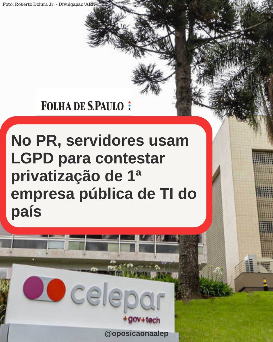 oposicaoalep's tweet photo. 🚨 Governo Ratinho Jr. quer privatizar a Celepar até 2026. Servidores alertam para riscos à segurança de dados sensíveis. LGPD proíbe empresas privadas de tratarem dados da segurança pública. Tema já está no MP e TJ.
📎 via @folha
#DeputadoArilson #Celepar https://t.co/FzcTXK2XIY