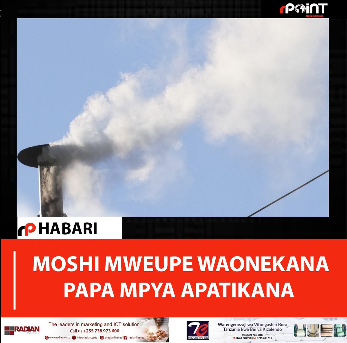 npointtz's tweet photo. #UPDATES: Moshi mweupe umeonekana ukifuka kutoka kwenye bomba la moshi katika Kanisa la Sistine Chapel, ni wazi mchakato wa upigaji kura umekamilika na makadinali wamemchagua mrithi wa Papa Francis. #PopeFrancis #PopeElection https://t.co/wm1W6WBSZ1