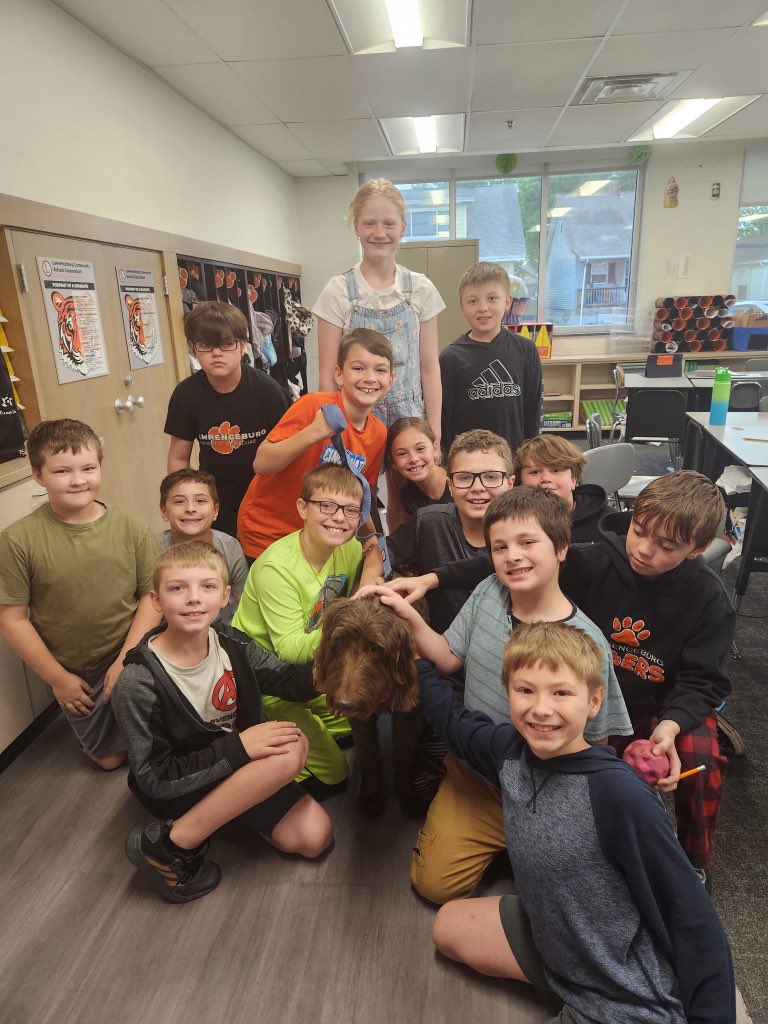 Baxter had a special surprise today! He brought his human sister home from IU to visit! Our students loved having an extra friend in the classrooms. Thanks for making it an extra special day!