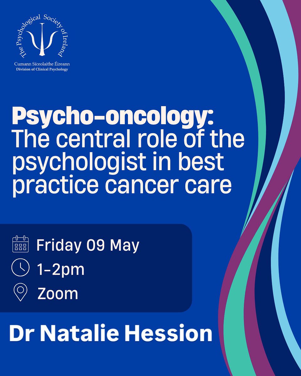 Tomorrow 9th May, 1pm join our webinar with Dr Natalie Hession on psych-oncology