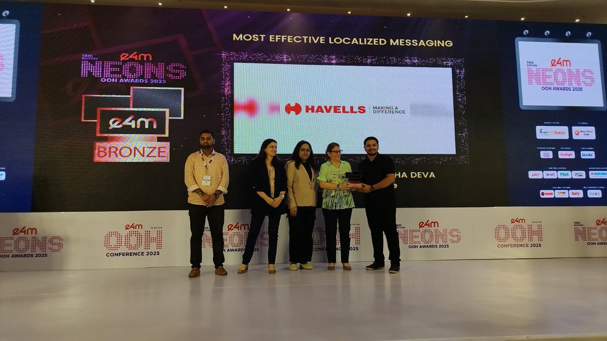 e4mevents's tweet image. 🔥 Big applause for the champions of OOH!

Category: Most   Effective Localized Messaging
Winner: @havellsindia
  @Posterscope
    @Cargill
  @laqshyamedia   @TataConsumer
  @laqshyamedia

#OOHAwards #e4mNeonsOOH #CreativeImpact