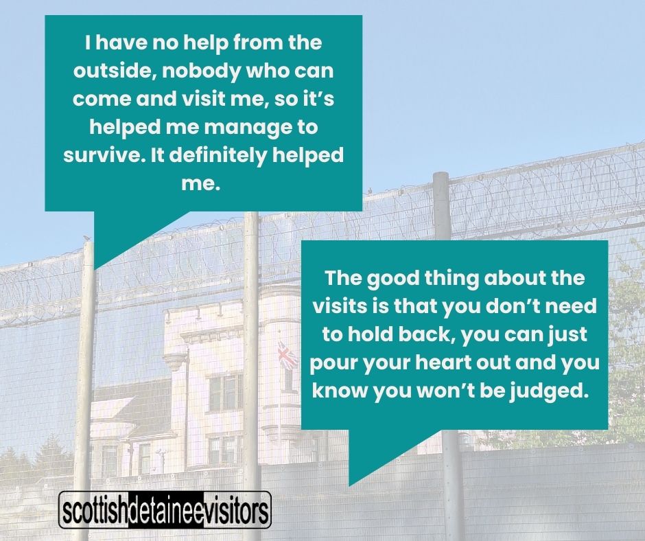 Knowing that someone cares and takes the time to visit #Dungavel makes a real difference to people detained there, as these quotes from people we've visited show.
If you'd like to help us keep making that difference, please consider making a donation 
cafdonate.cafonline.org/19178#!/Donati…