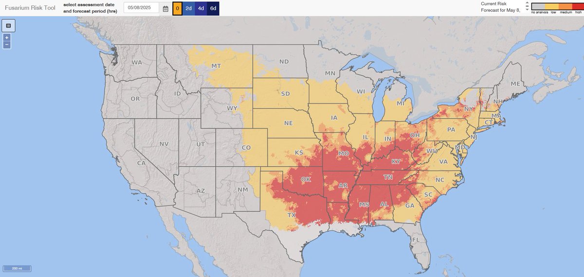 Fusarium head blight risk is high across Oklahoma. Low incidence of FHB in Kingfisher, OK. Check the update and recommendations here: spotlight.okstate.edu/wheat-patholog…